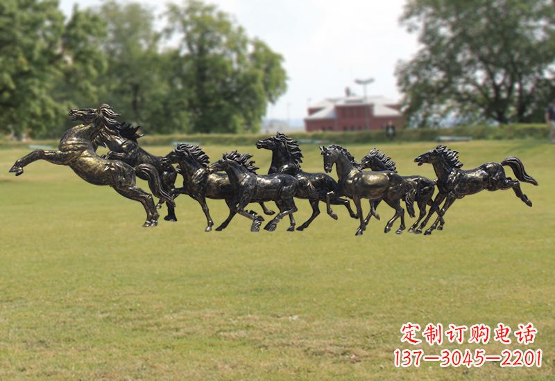 济宁八骏图八匹马群铜雕