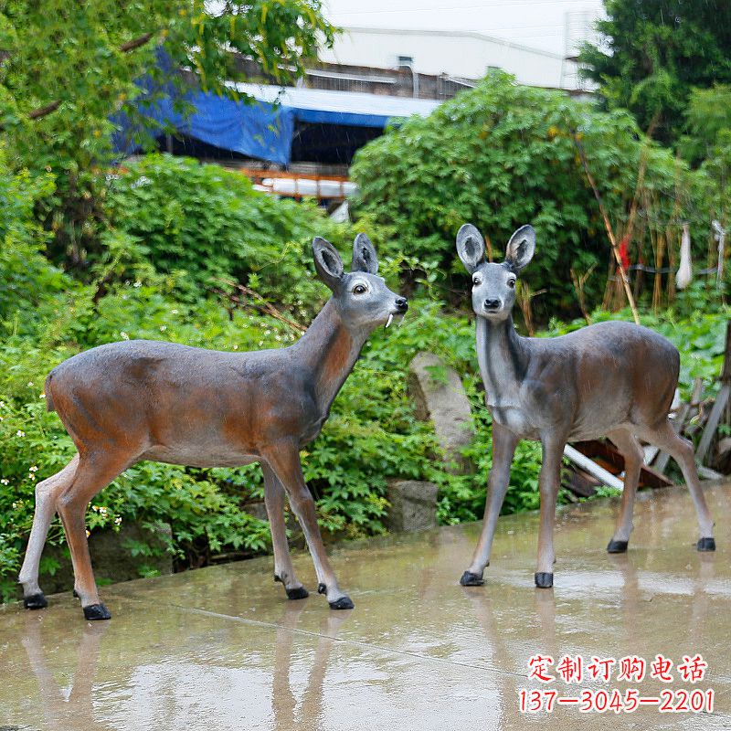 济宁玻璃钢仿真鹿雕塑-农家院动物摆件