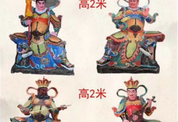 济宁玻璃钢彩绘四大天王雕塑宏伟壮观的艺术珍品