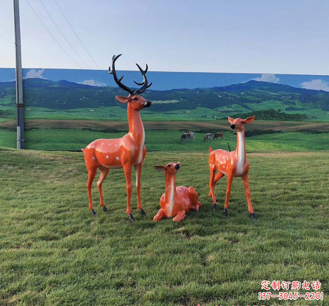 济宁玻璃钢鹿群雕塑