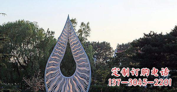 济宁不锈钢倒着的水滴抽象公园景观雕塑