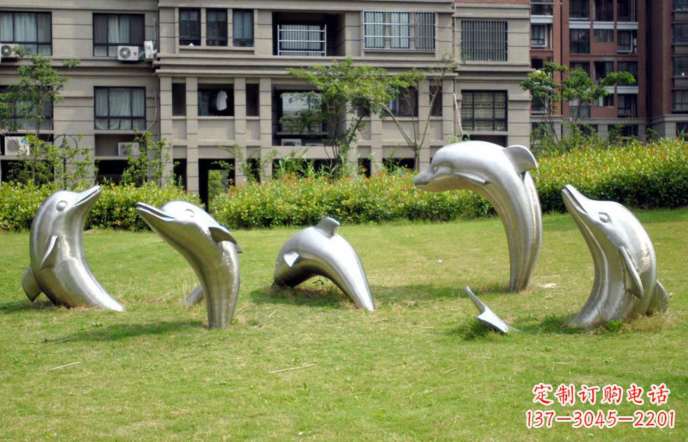 济宁不锈钢海豚小区雕塑
