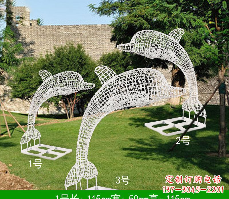 济宁不锈钢海豚组合雕塑精美的艺术品