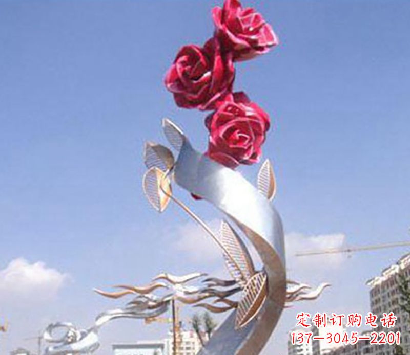 济宁不锈钢玫瑰雕塑精美的艺术品