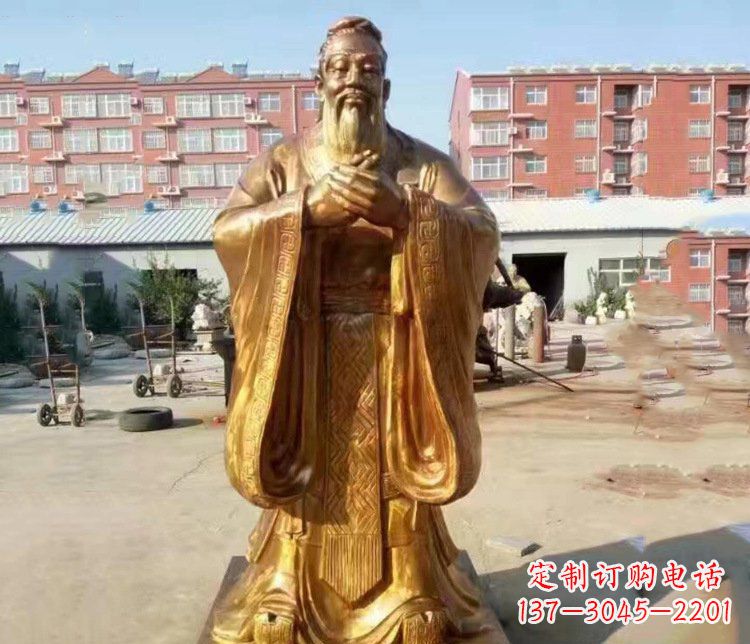 济宁纯铜校园古代孔子人物铜雕塑