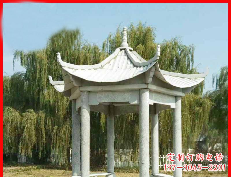 济宁大理石六角凉亭公园石雕 (3)