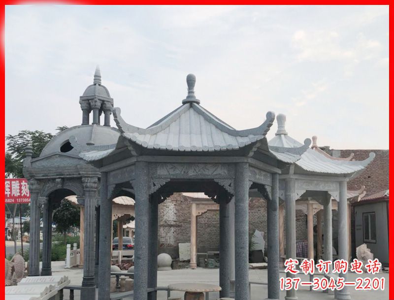 济宁大理石六角凉亭公园石雕 (5)