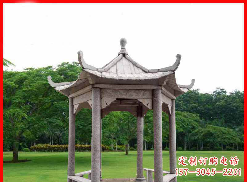 济宁大理石六角凉亭园林景观石雕