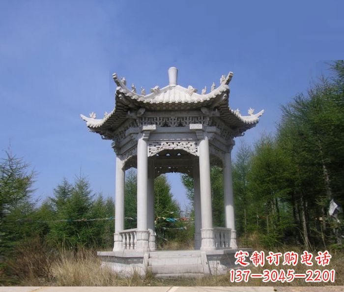 济宁大理石六角石雕凉亭 (3)