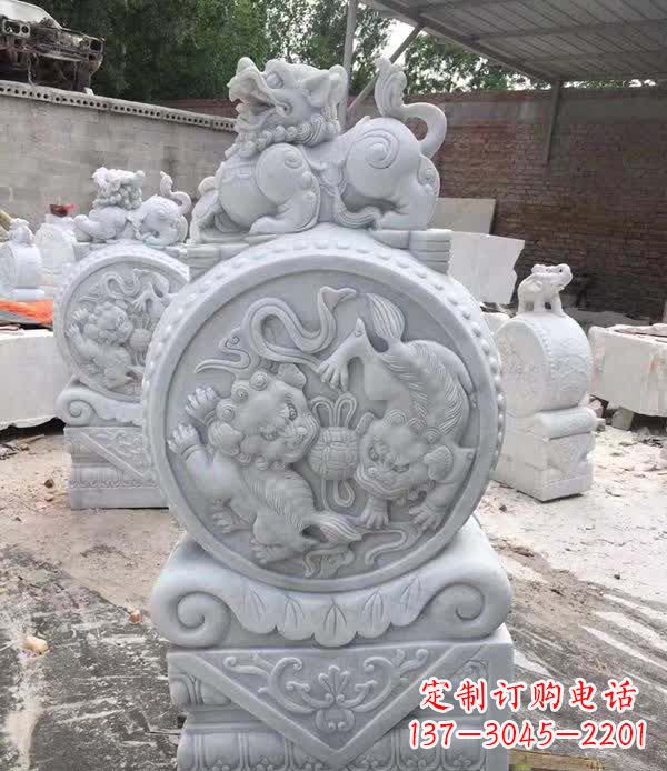 济宁大理石狮子抱鼓石雕塑