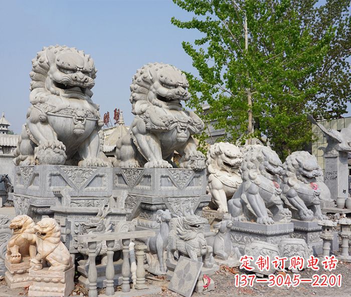 济宁大理石寺庙石狮子 (2)