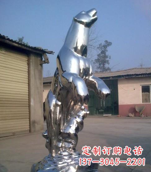 济宁公园不锈钢抽象北极熊动物雕塑