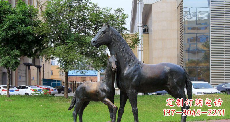 济宁公园母子马动物铜雕