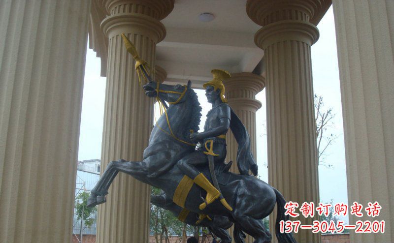 济宁公园骑马的罗马士兵人物铜雕