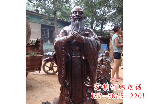 济宁古代教育家人物孔子玻璃钢仿铜雕塑