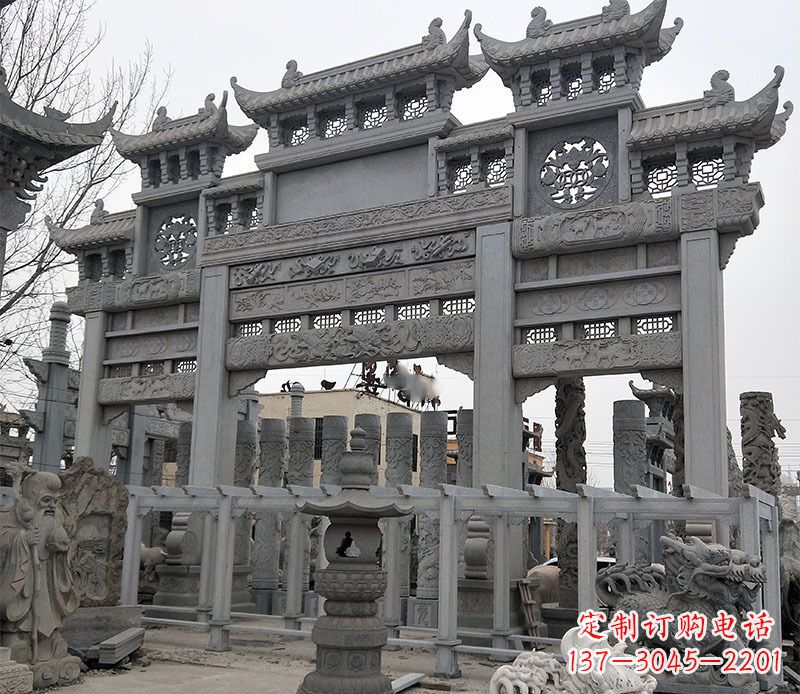 济宁京中领雕塑:牌坊石雕定制