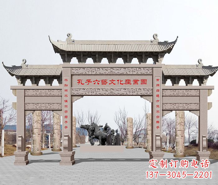 济宁景区三门石雕牌坊-高质美观可靠的雕塑装置