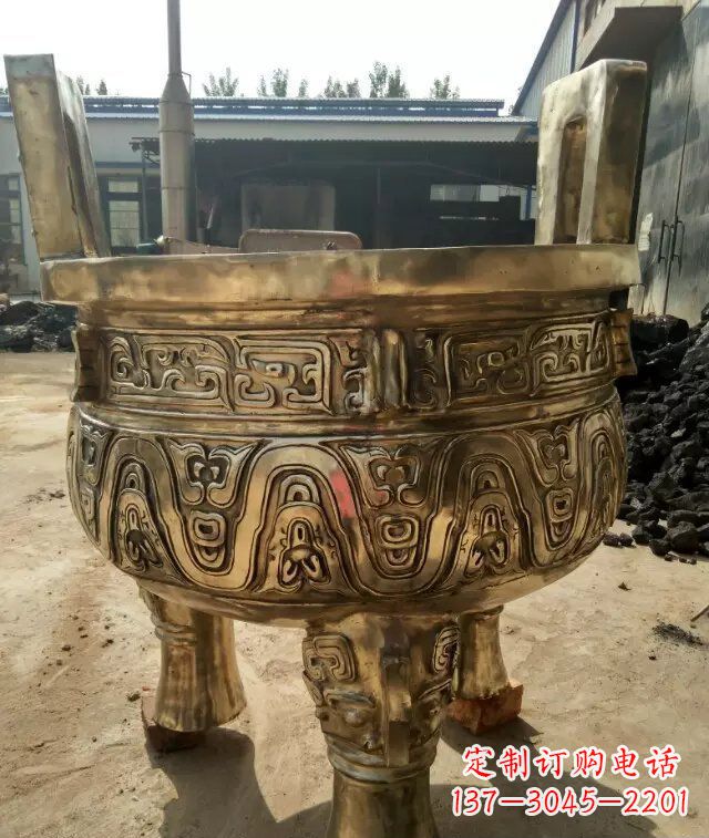 济宁三足香炉寺庙铜雕 (2)