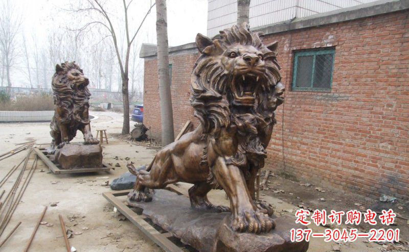 济宁狮子企业动物铜雕
