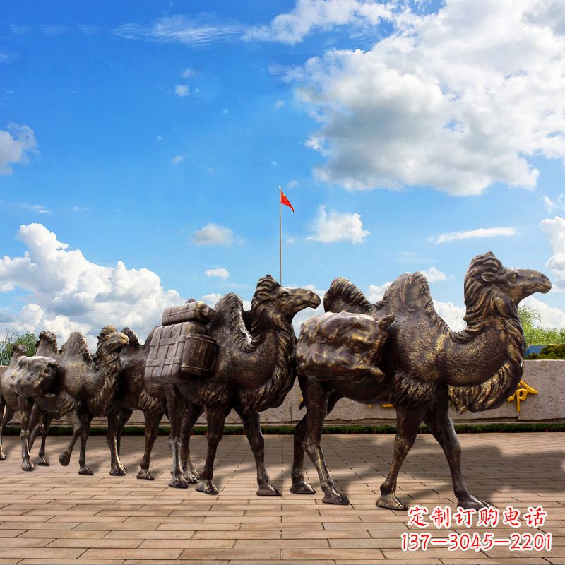 济宁丝绸之路骆驼队仿铜景观雕塑