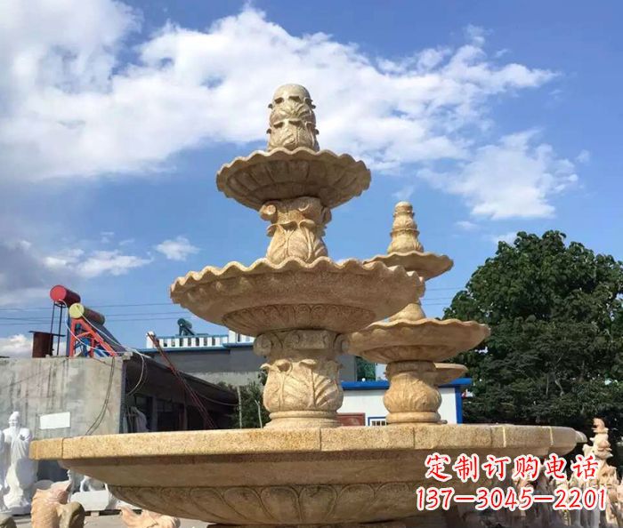 济宁晚霞红多层喷泉石雕