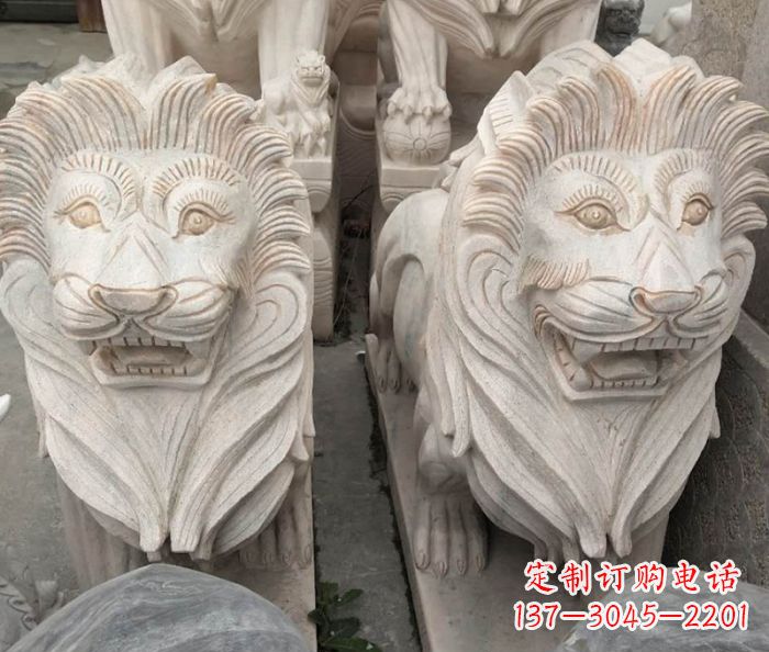 济宁晚霞红欧式狮子石雕 (2)