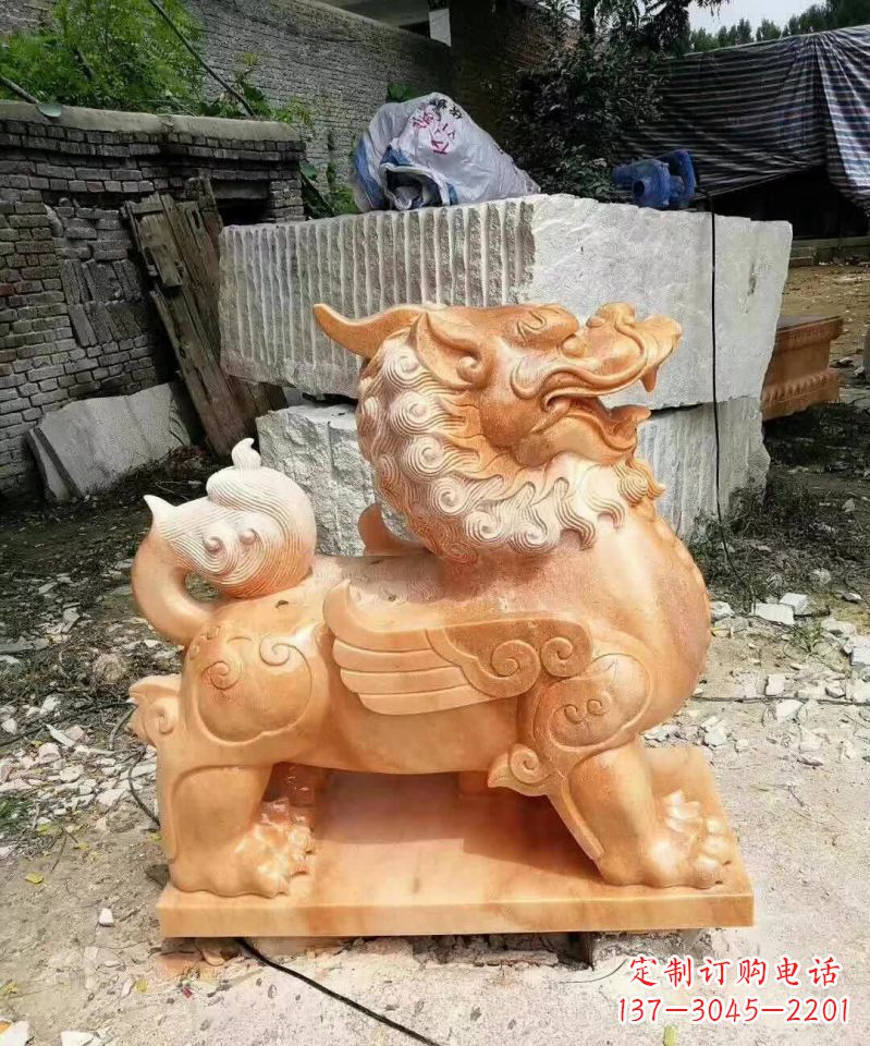济宁晚霞红貔貅雕塑1
