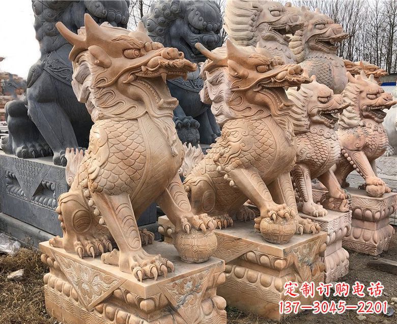 济宁晚霞红麒麟石雕 (2)
