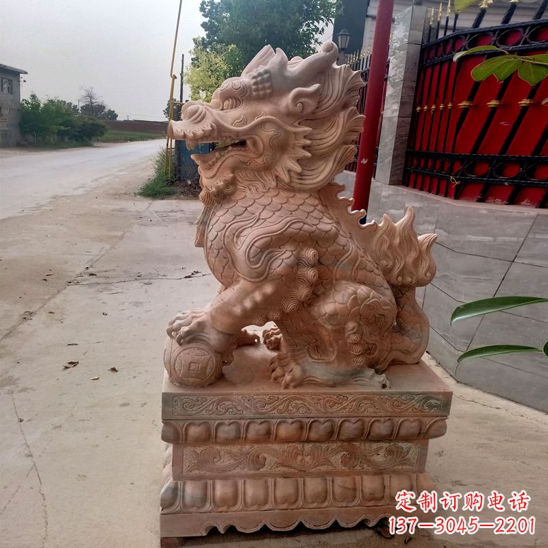 济宁晚霞红麒麟石雕