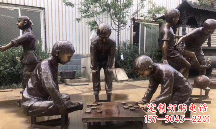 济宁下象棋儿童铜雕 (2)