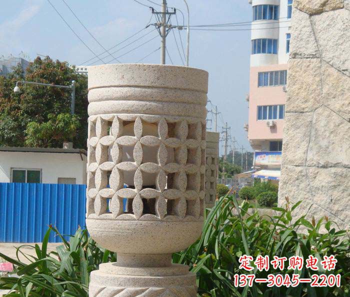 济宁小区景观镂空石灯石雕