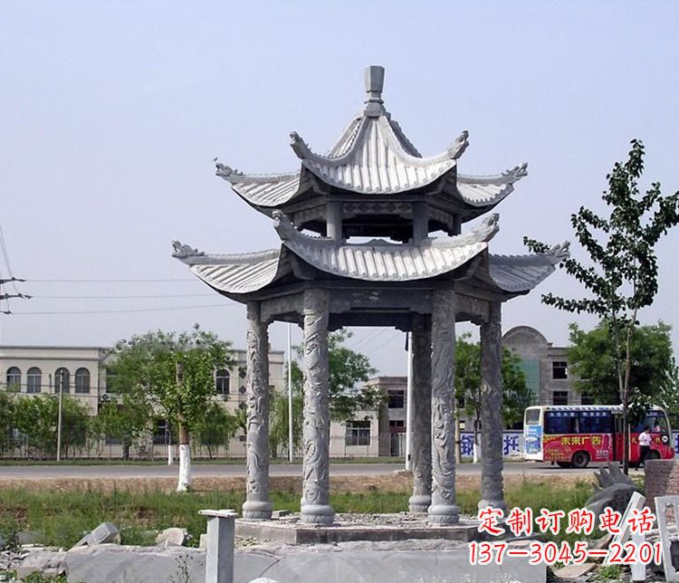 济宁园林双层仿古凉亭石雕