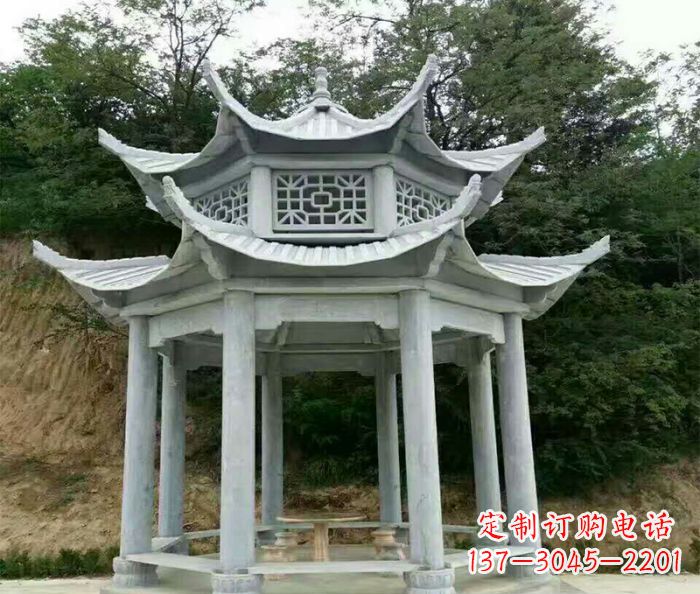 济宁园林双层凉亭石雕 (2)
