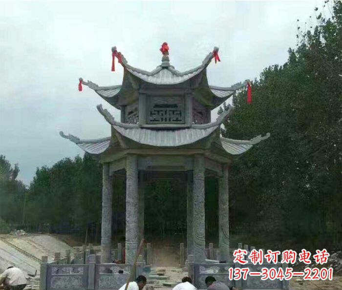 济宁园林双层凉亭石雕 (3)