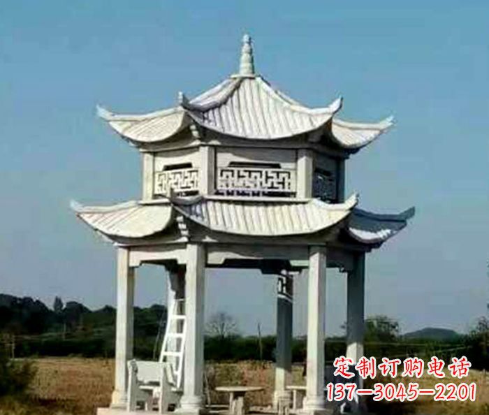 济宁园林双层石雕凉亭 (2)