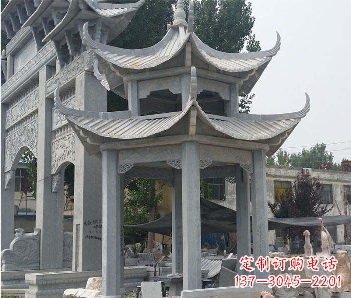 济宁园林双层石雕凉亭