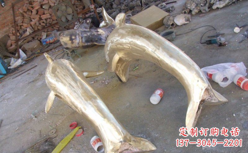 济宁铸铜海豚公园动物铜雕